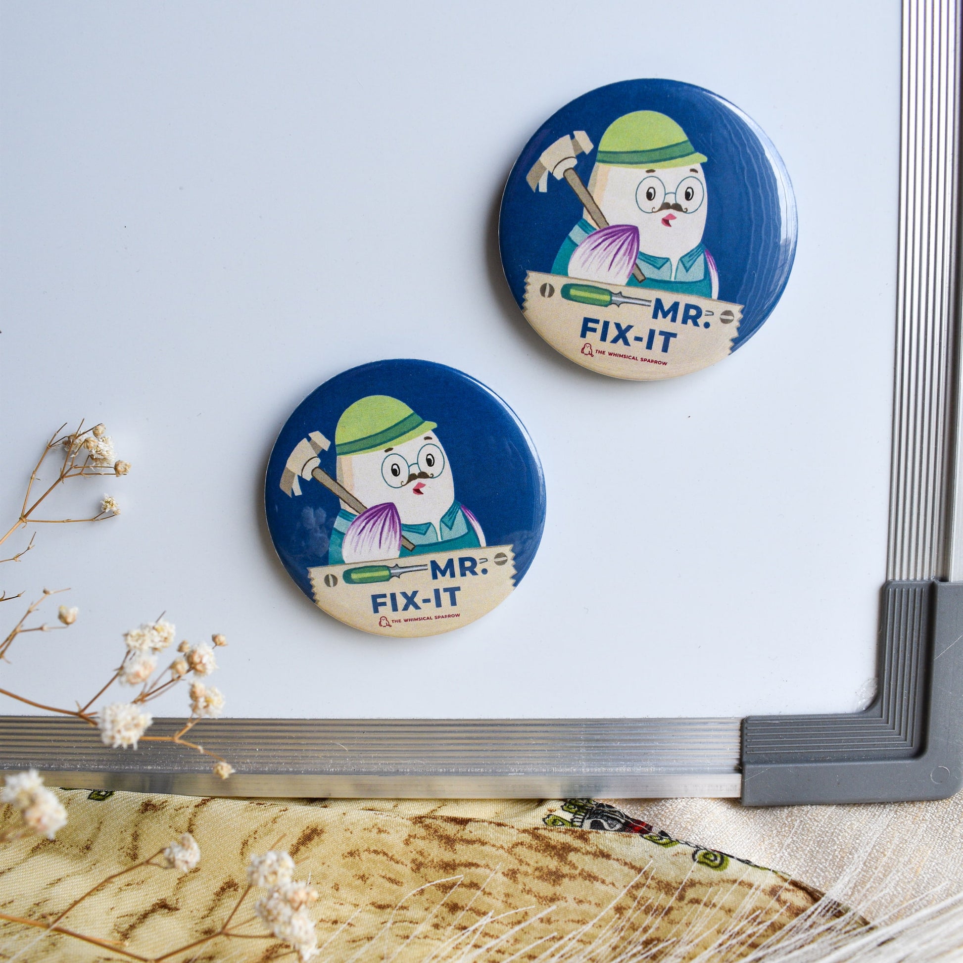 Cute fridge magnet for dad with bird design on white board