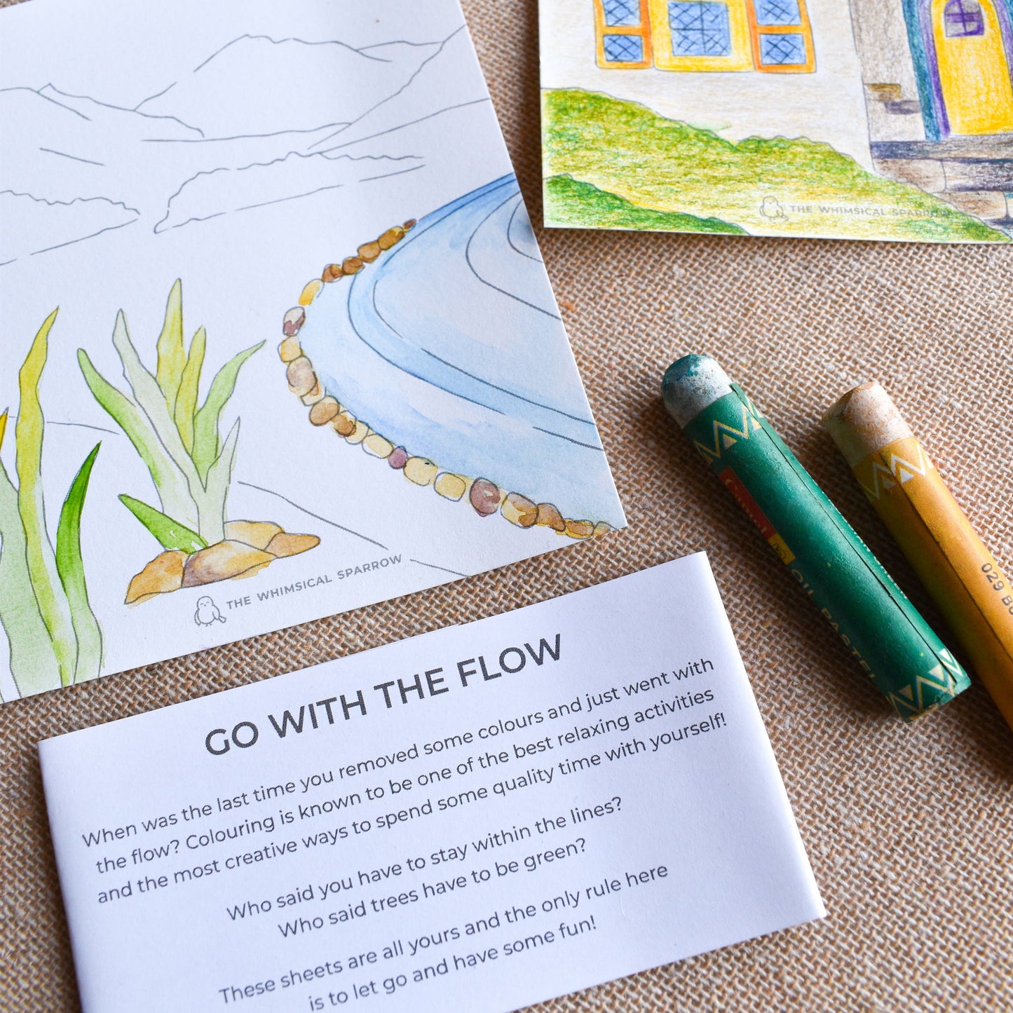 Go with the flow coloring sheets for relaxing and quality time