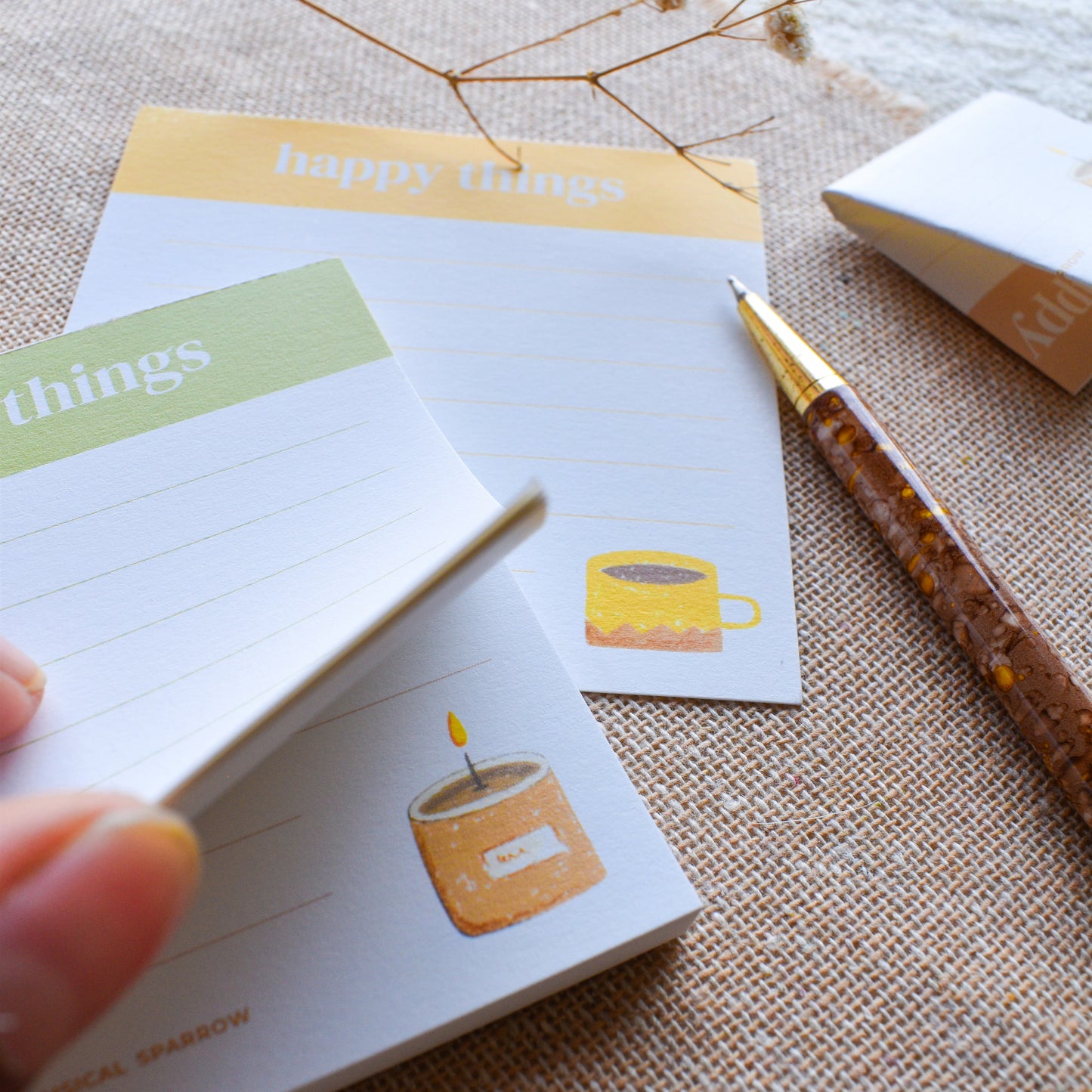 Pretty minimal square notepad for happy memories of jar of joy