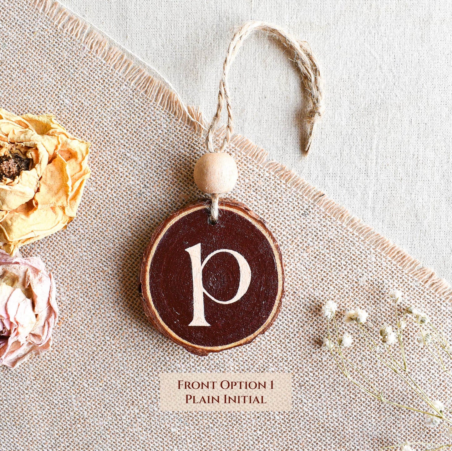 Personalized hand-painted monogram wood purse charm