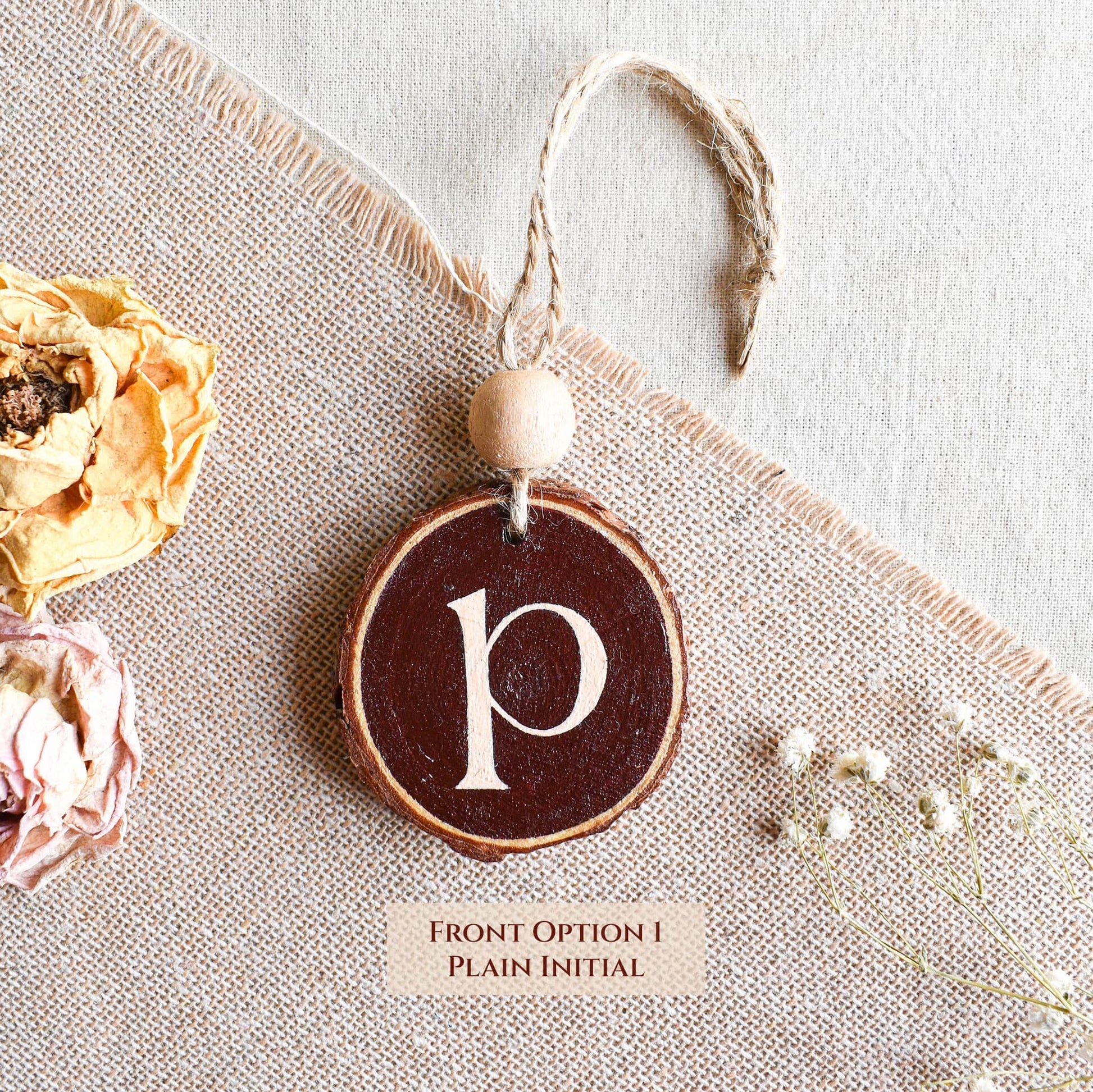 Personalized hand-painted monogram wood purse charm