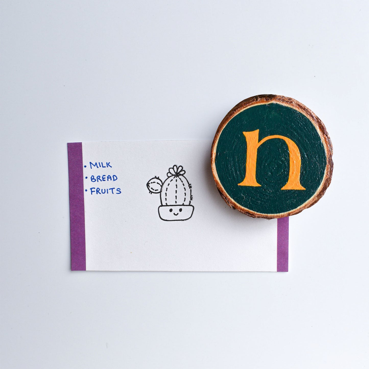 Cute custom initial hand painted wood fridge magnet