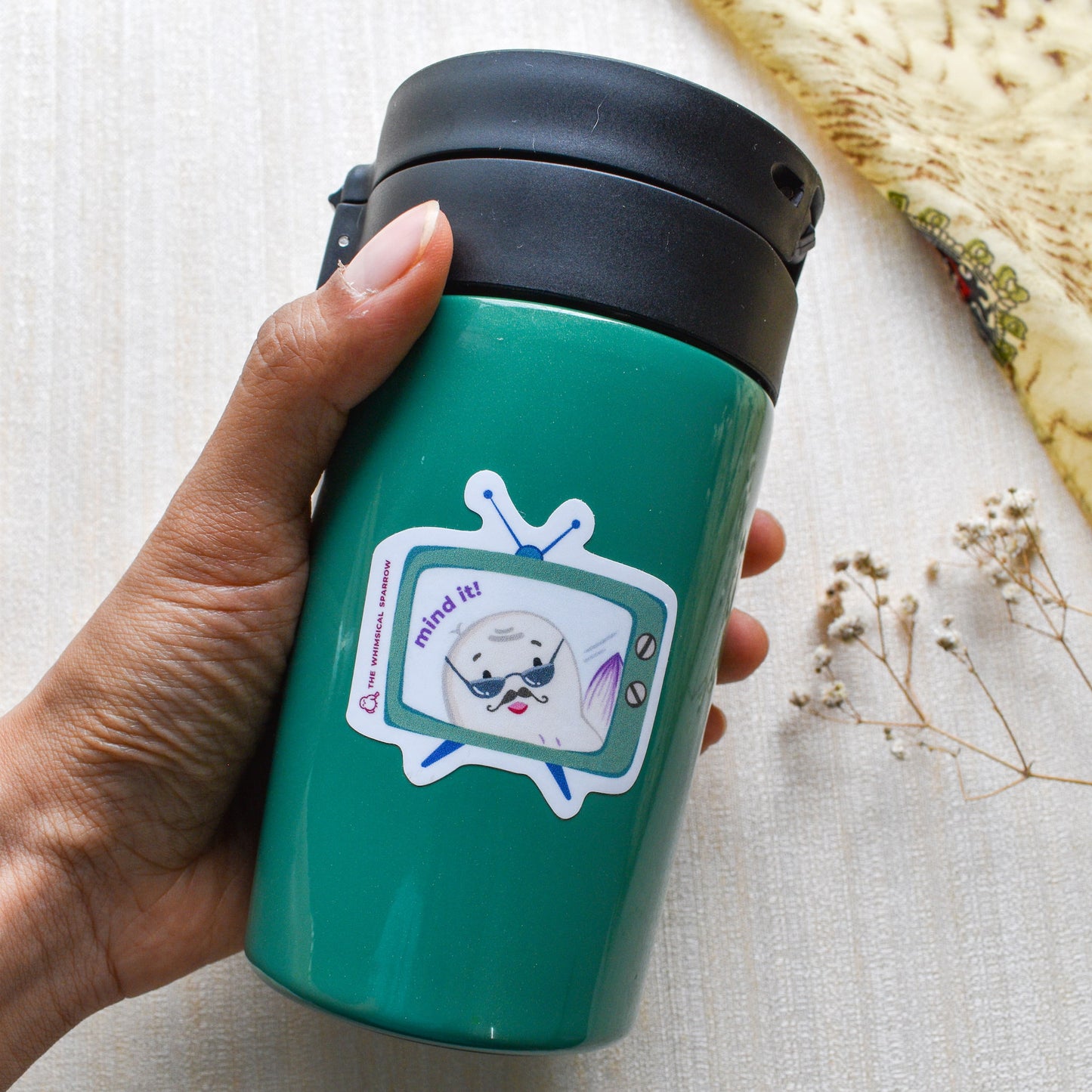 Cute sassy waterproof vinyl sticker on bottle for dad