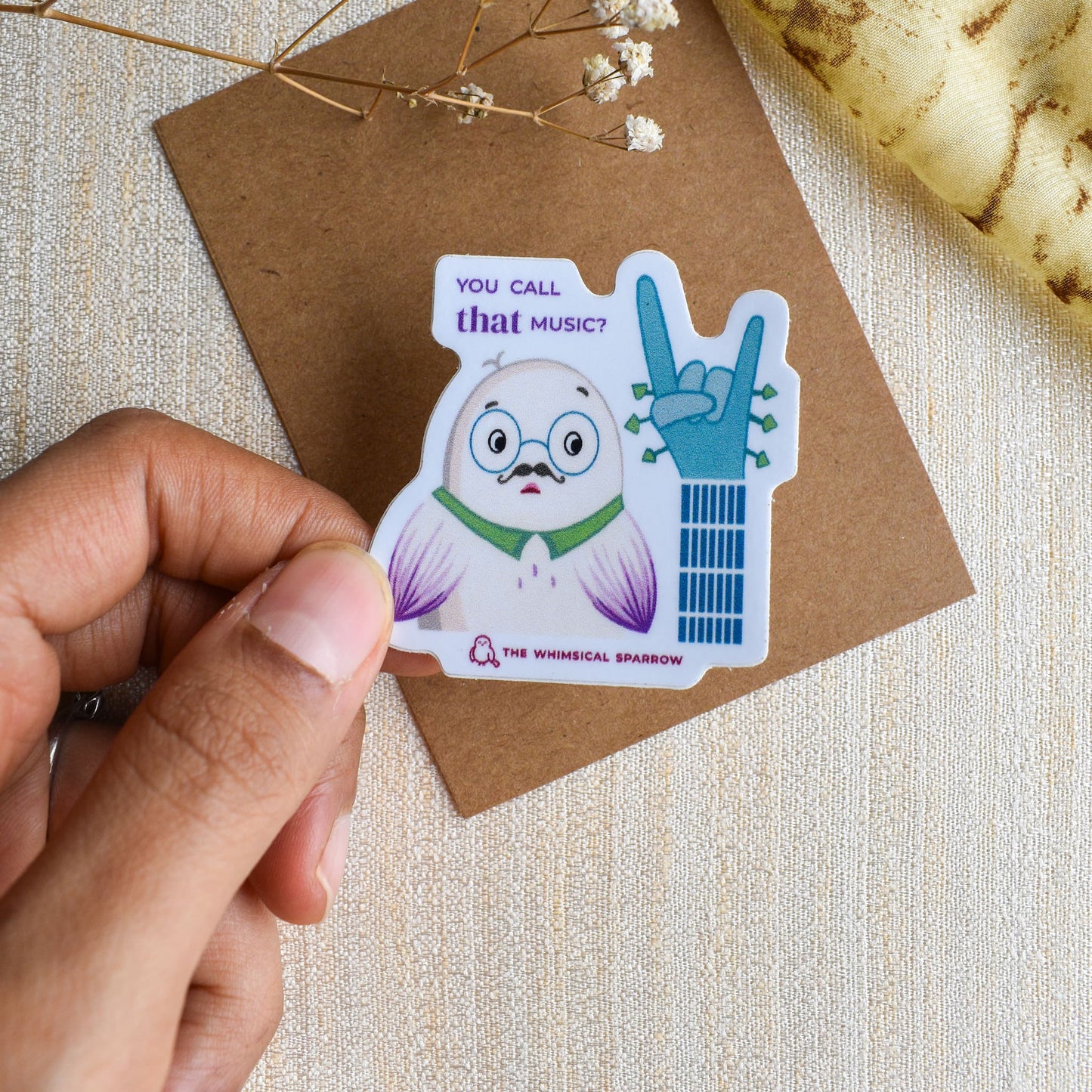 Cute funny die cut vinyl sticker about music trends for dad