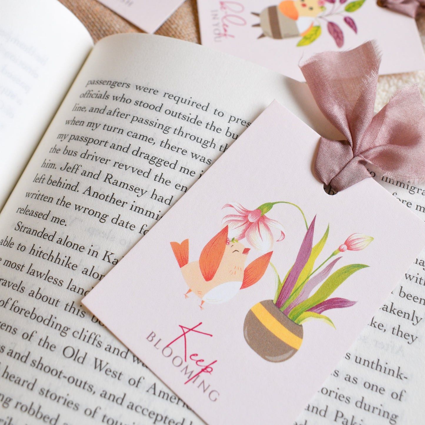 Keep blooming plant parent cute bookmark with ribbon