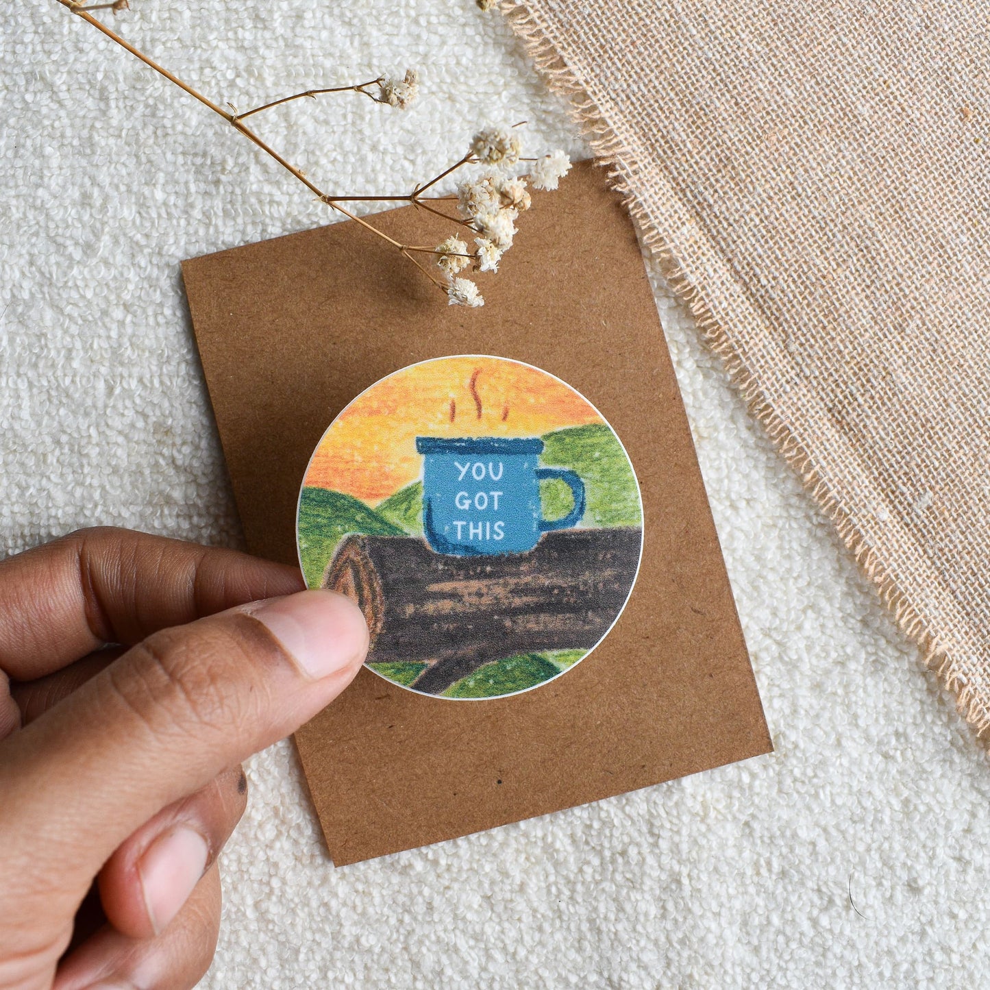 Die cut round vinyl cute sticker about motivation