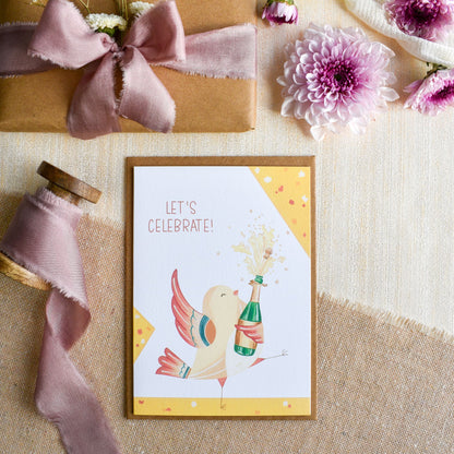 Celebration greeting card for anniversary, promotion, housewarming