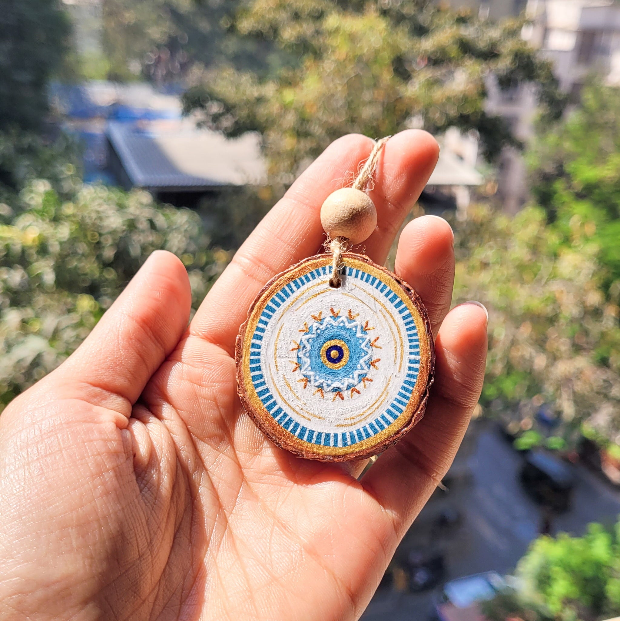 Custom Evil eye hand-painted car hanging