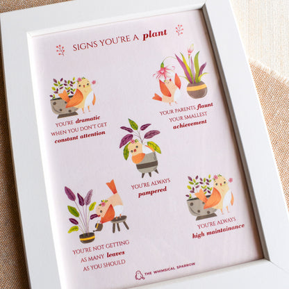 Pink framed artprint for plant lover 