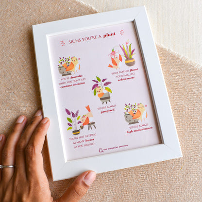 Funny plant parent illustration on Art print Frame