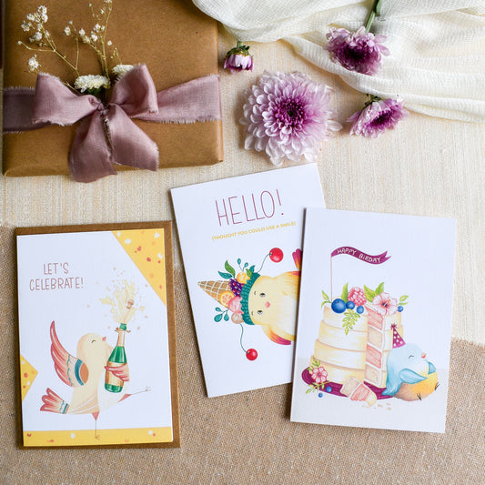 Bundle of 3 greeting card set for celebration