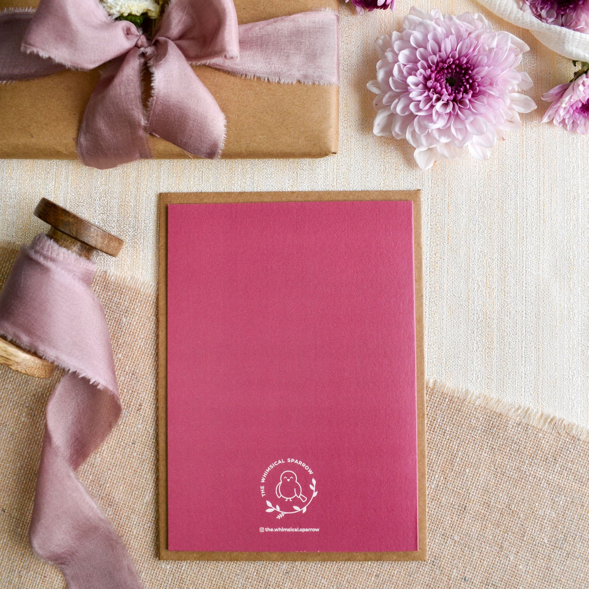 Back of hello greeting card