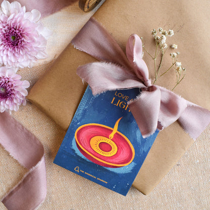 Blue festive diya design celebration personalized gift tag