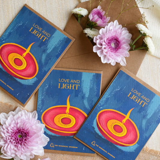 Set of 3 love and light personalized notecards for premium stationery