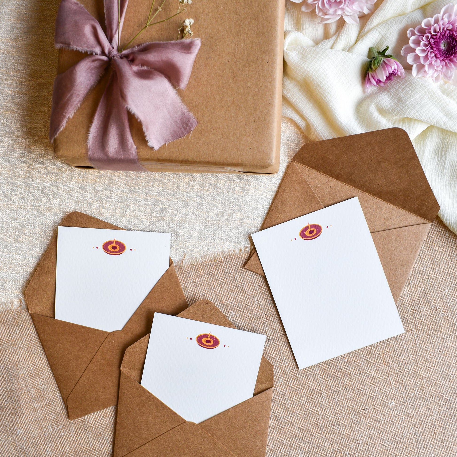 Plain back of diya note cards  for writing messages