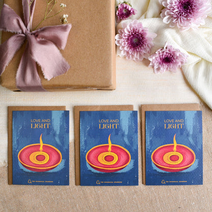 Blue Festive quirky gift cards with kraft paper envelope