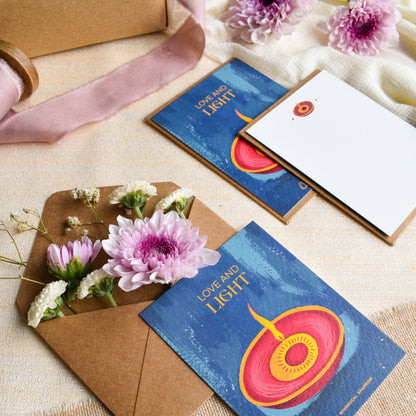 Traditional diya design pastel elegant notecards for gifting