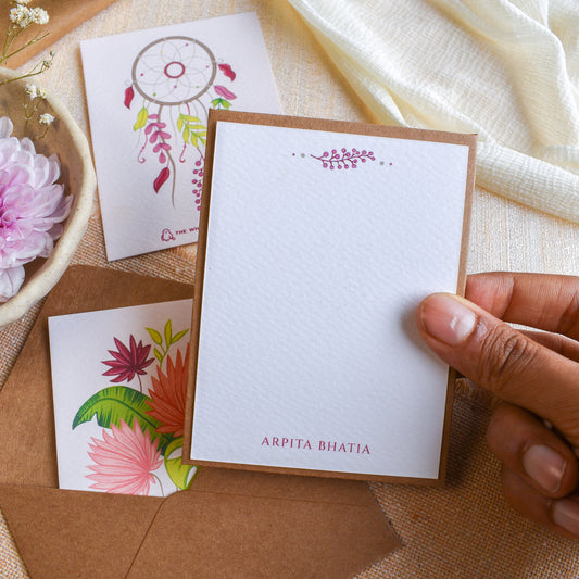 Custom pretty festive gift cards with name printed on the back