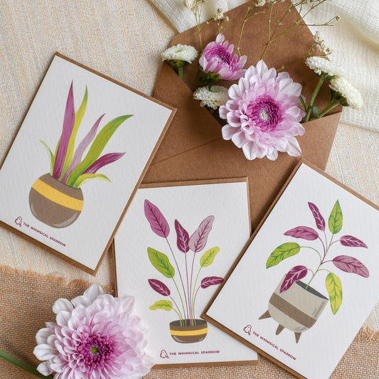 Set of 3 Plant paradise notecards for premium gifting