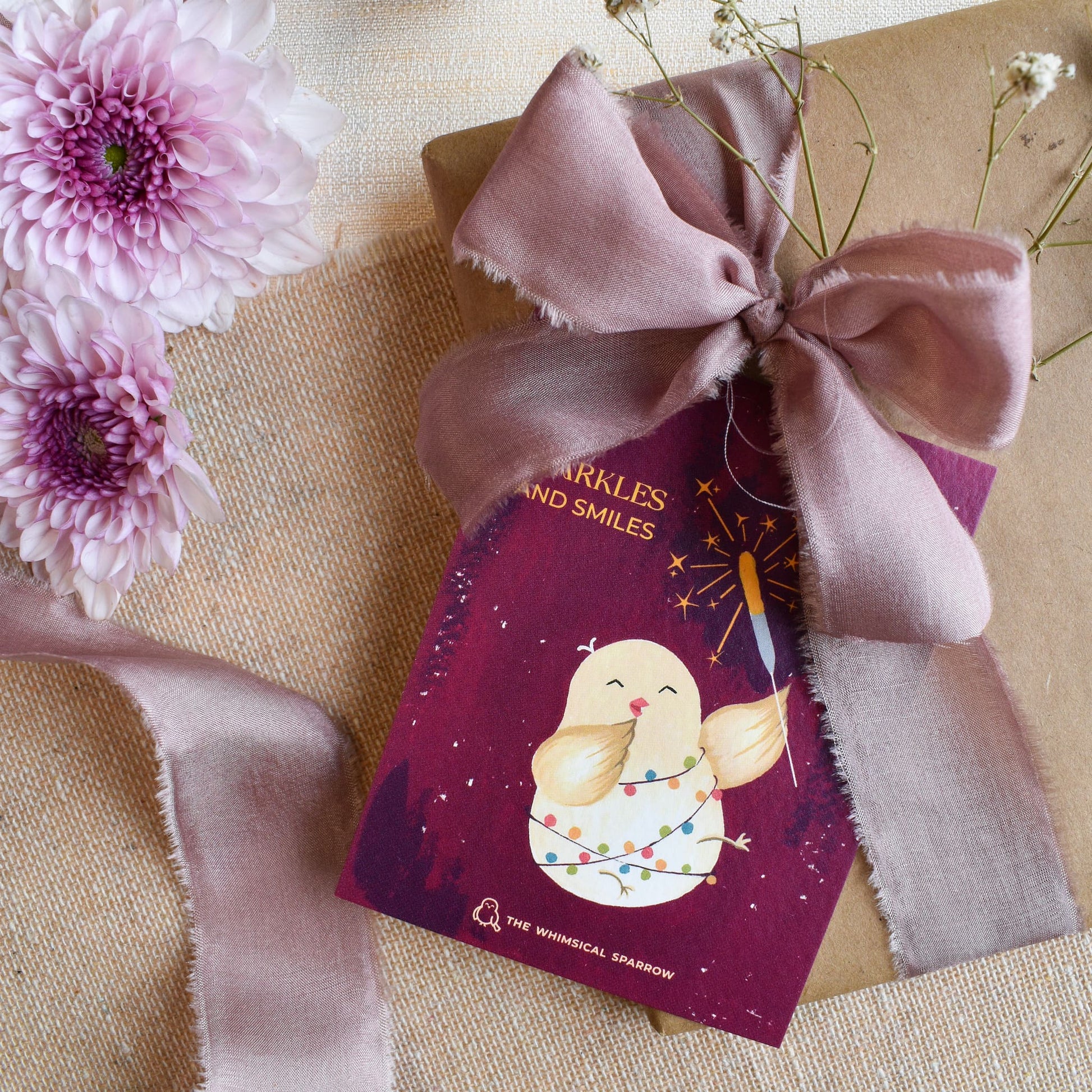 Bird with sparkler design celebration gift tag under Premium stationery