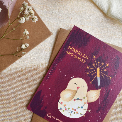 New years celebration hand painted illustration on personalized gift card