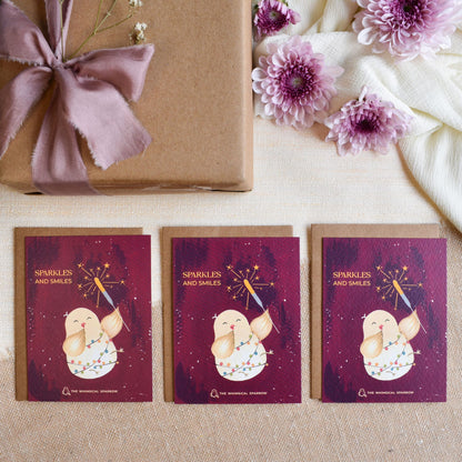 Maroon festive quirky gift cards with kraft paper envelope